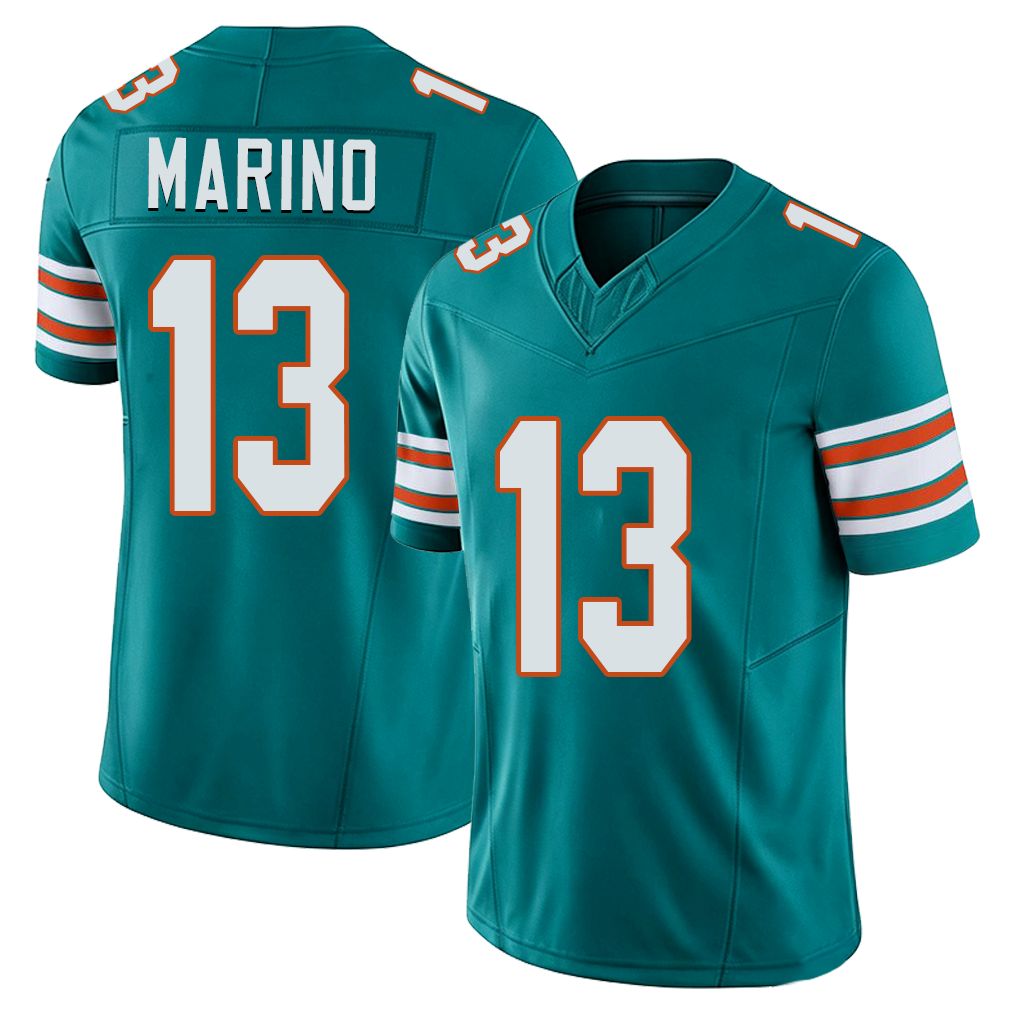 Miami #13 Marino Player Football V Neck Short Sleeve Aqua Jersey Dan For Men Youth Women Gift