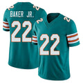 Miami #22 Baker Jr. Player Football V Neck Short Sleeve Aqua Jersey Darrell For Men Youth Women Gift