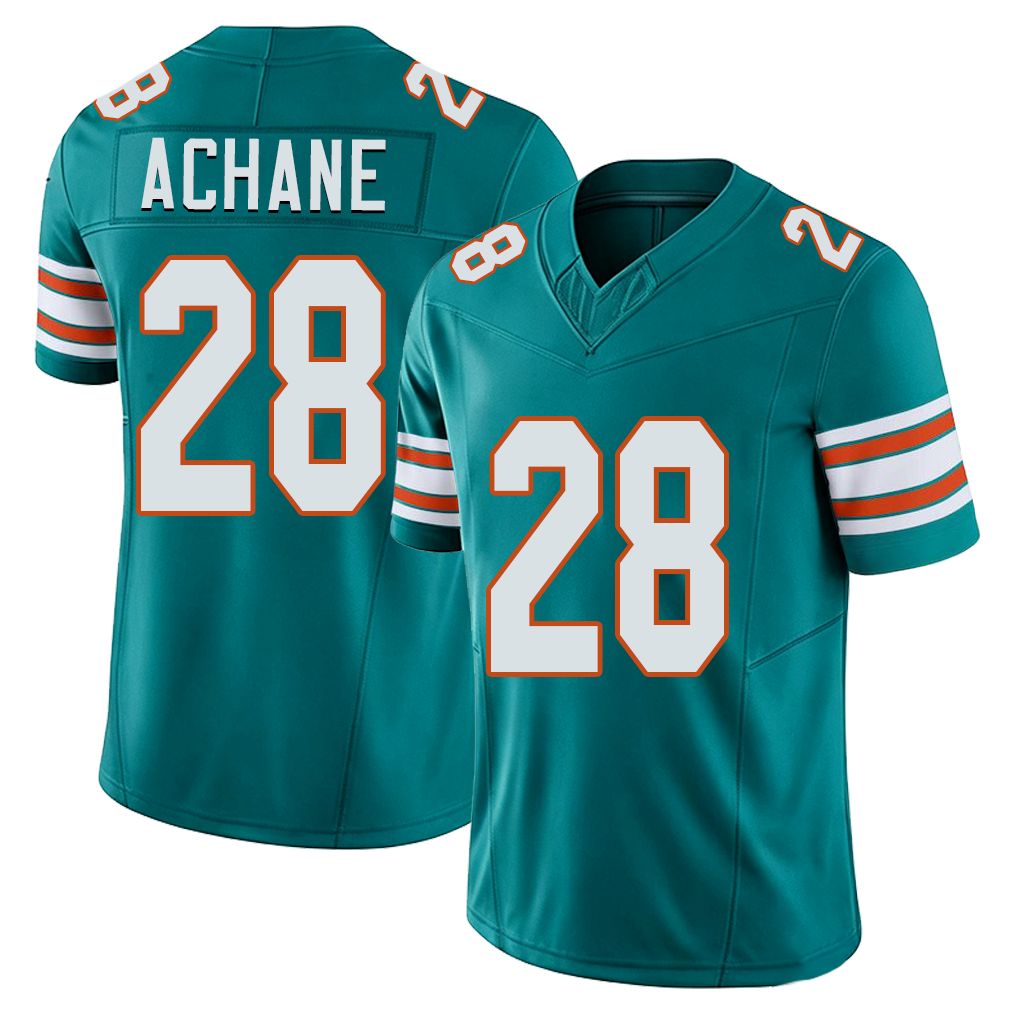 Miami #28 Achane Player Football V Neck Short Sleeve Aqua Jersey De'Von For Men Youth Women Gift
