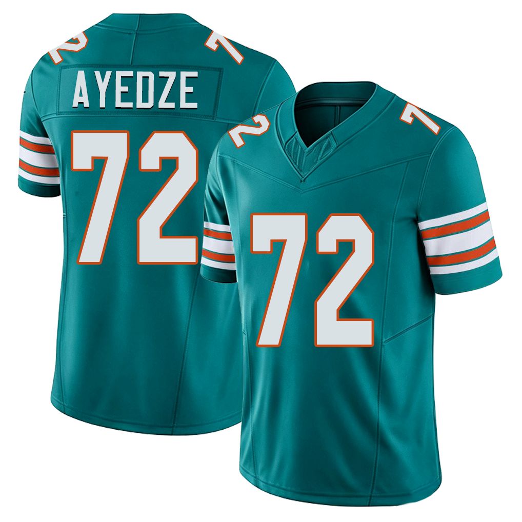Miami #72 Ayedze Player Football V Neck Short Sleeve Aqua Jersey Gottlieb For Men Youth Women Gift