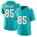 Miami #85 Dulcich Player Football V Neck Short Sleeve Jersey Aqua Greg For Men Youth Women Gift