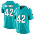 Miami #42 Woodard Player Football V Neck Short Sleeve Jersey Aqua Jackson For Men Youth Women Gift