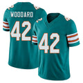 Miami #42 Woodard Player Football V Neck Short Sleeve Aqua Jersey Jackson For Men Youth Women Gift