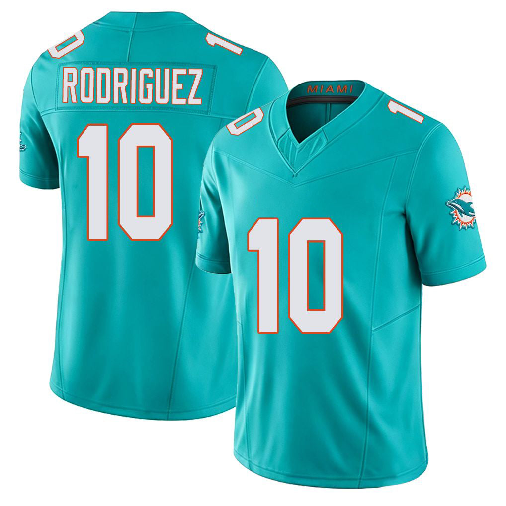 Miami #10 Rodriguez Player Football V Neck Short Sleeve Jersey Aqua Jacob For Men Youth Women Gift