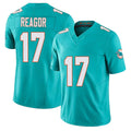 Miami #17 Reagor Player Football V Neck Short Sleeve Jersey Aqua Jalen For Men Youth Women Gift