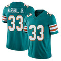 Miami #33 Marshall Jr. Player Football V Neck Short Sleeve Aqua Jersey Jason For Men Youth Women Gift
