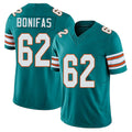 Miami #62 Bonifas Player Football V Neck Short Sleeve Aqua Jersey Jim For Men Youth Women Gift