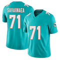 Miami #71 Savaiinaea Player Football V Neck Short Sleeve Jersey Aqua Jonah For Men Youth Women Gift