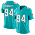 Miami #94 Phillips Player Football V Neck Short Sleeve Jersey Aqua Jordan For Men Youth Women Gift