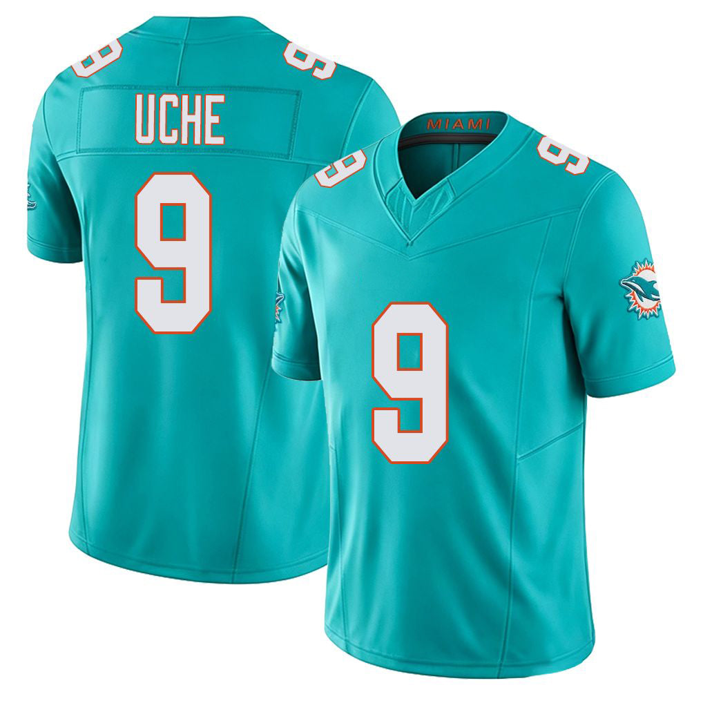 Miami #9 Uche Player Football V Neck Short Sleeve Jersey Aqua Joshua For Men Youth Women Gift