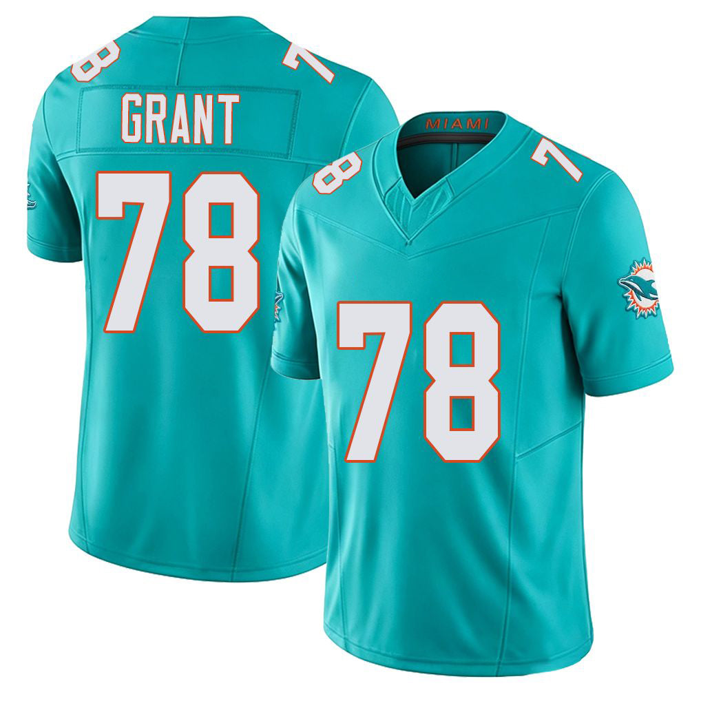 Miami #78 Grant Player Football V Neck Short Sleeve Jersey Aqua Kenneth For Men Youth Women Gift