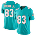 Miami #83 Coleman Jr. Player Football V Neck Short Sleeve Jersey Aqua Kevin For Men Youth Women Gift