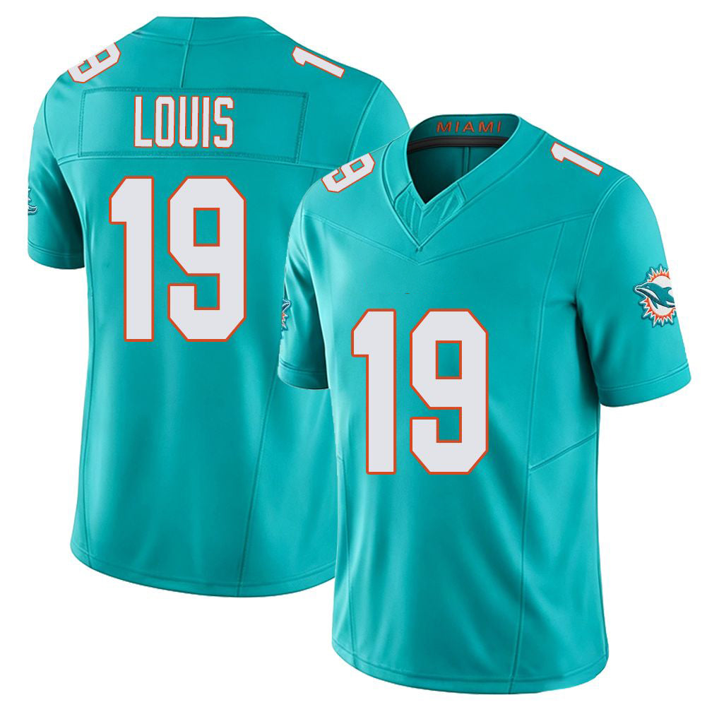 Miami #19 Louis Player Football V Neck Short Sleeve Jersey Aqua Kyle For Men Youth Women Gift
