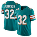 Miami #32 Johnson Player Football V Neck Short Sleeve Aqua Jersey Lonnie For Men Youth Women Gift
