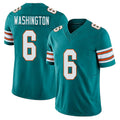 Miami #6 Washington Player Football V Neck Short Sleeve Aqua Jersey Malik For Men Youth Women Gift