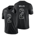 Miami #2 Willis Player Football V Neck Short Sleeve Black Jersey Malik For Men Youth Women Gift