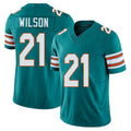 Miami #21 Wilson Player Football V Neck Short Sleeve Aqua Jersey Marco For Men Youth Women Gift