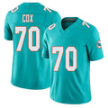 Miami #70 Cox Player Football V Neck Short Sleeve Jersey Aqua Marques For Men Youth Women Gift