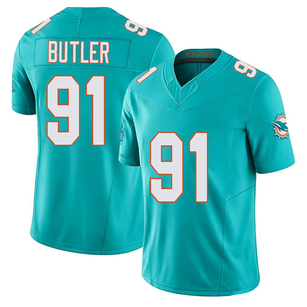 Miami #91 Butler Player Football V Neck Short Sleeve Jersey Aqua Matthew For Men Youth Women Gift
