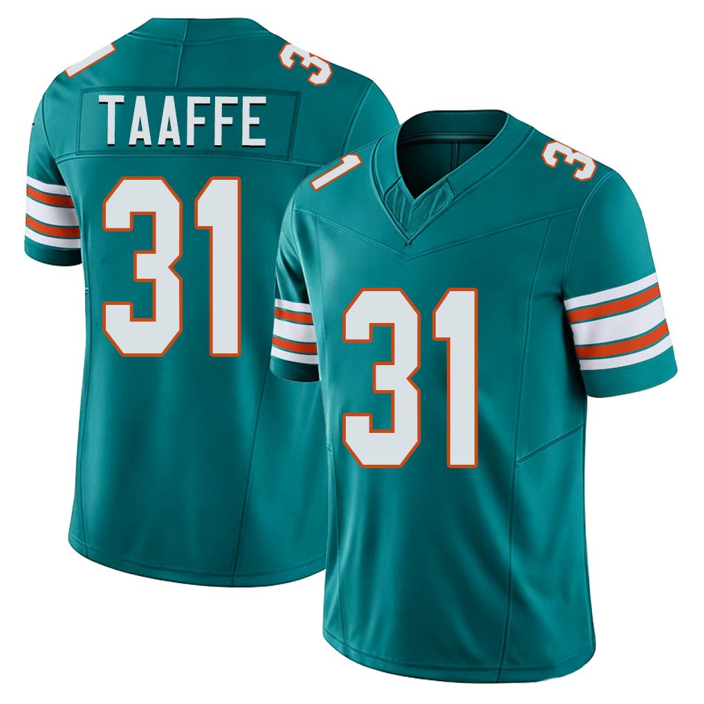 Miami #31 Taaffe Player Football V Neck Short Sleeve Aqua Jersey Michael For Men Youth Women Gift