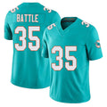 Miami #35 Battle Player Football V Neck Short Sleeve Jersey Aqua Miles For Men Youth Women Gift