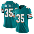 Miami #35 Battle Player Football V Neck Short Sleeve Aqua Jersey Miles For Men Youth Women Gift