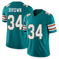 Miami #34 Brown Player Football V Neck Short Sleeve Aqua Jersey Omar For Men Youth Women Gift