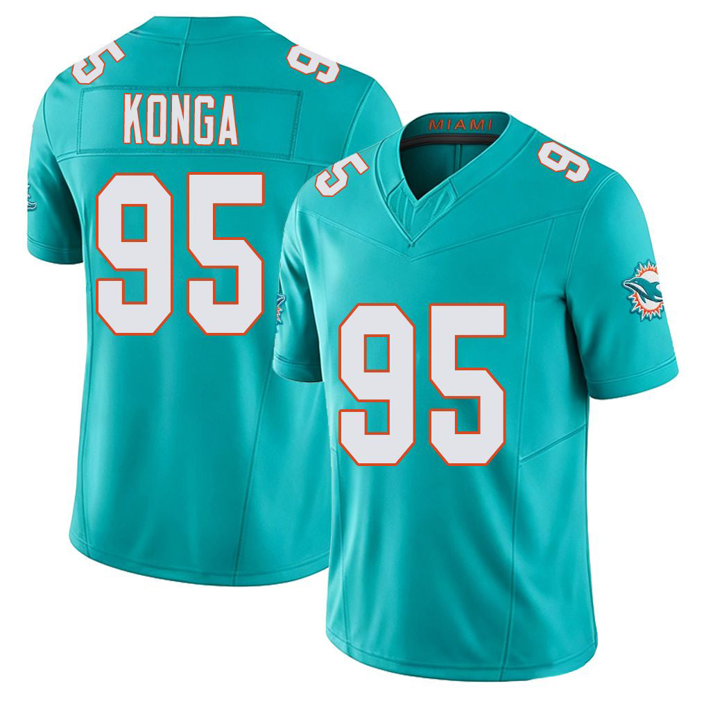 Miami #95 Konga Player Football V Neck Short Sleeve Jersey Aqua Rene For Men Youth Women Gift