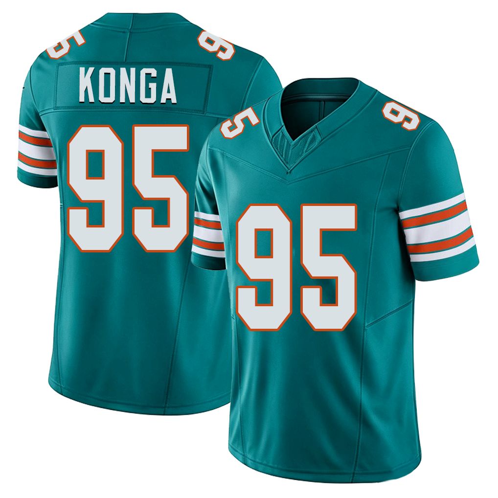 Miami #95 Konga Player Football V Neck Short Sleeve Aqua Jersey Rene For Men Youth Women Gift
