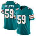 Miami #59 McGraw Player Football V Neck Short Sleeve Aqua Jersey Rodney For Men Youth Women Gift
