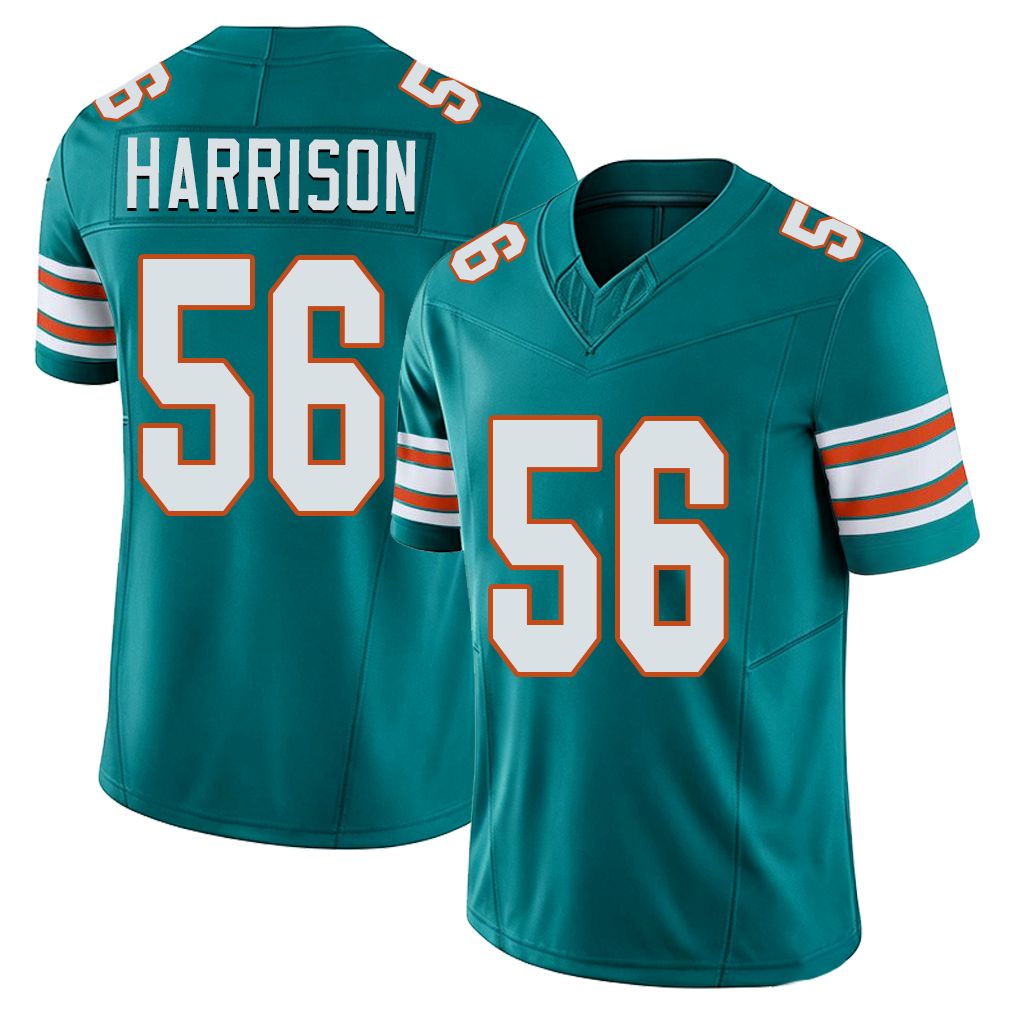 Miami #56 Harrison Player Football V Neck Short Sleeve Aqua Jersey Ronnie For Men Youth Women Gift