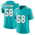 Miami #58 Coleman Player Football V Neck Short Sleeve Jersey Aqua Seth For Men Youth Women Gift