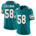 Miami #58 Coleman Player Football V Neck Short Sleeve Aqua Jersey Seth For Men Youth Women Gift