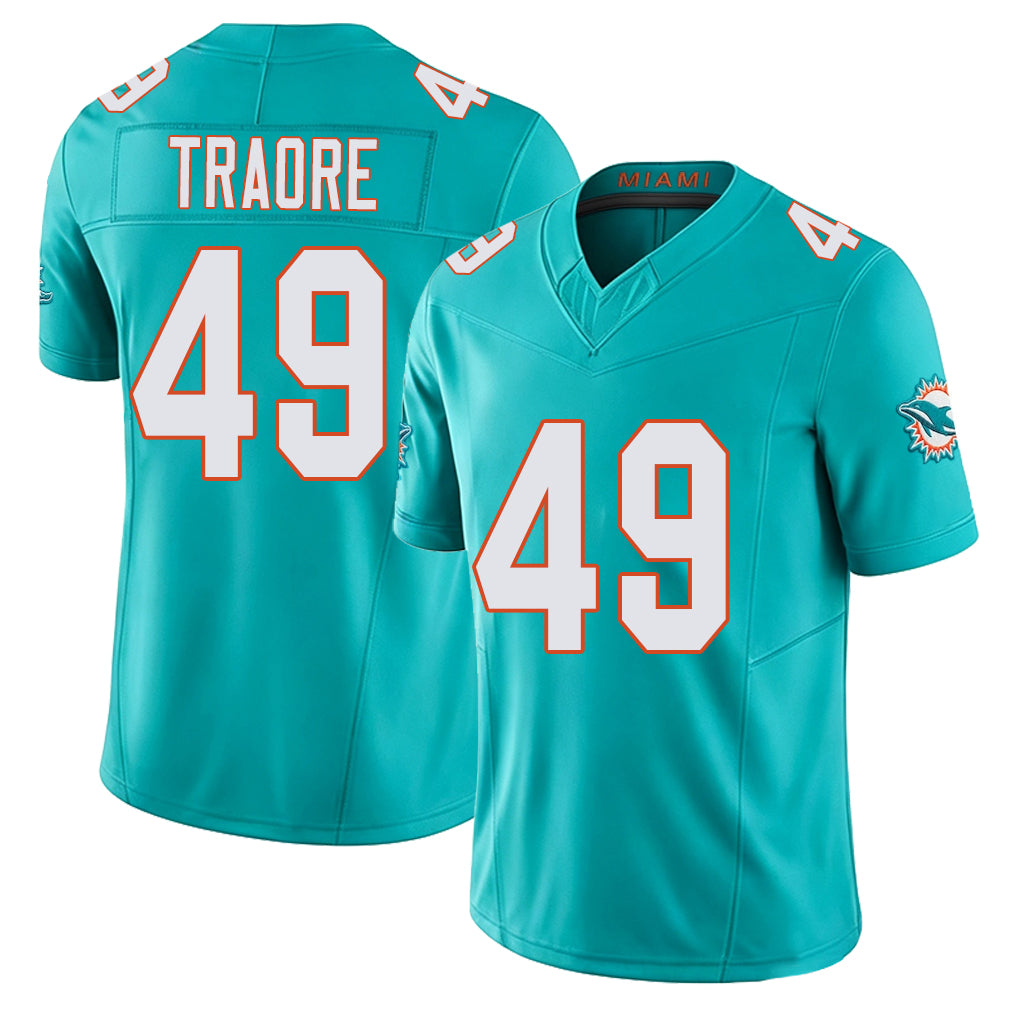 Miami #49 Traore Player Football V Neck Short Sleeve Jersey Aqua Seydou For Men Youth Women Gift