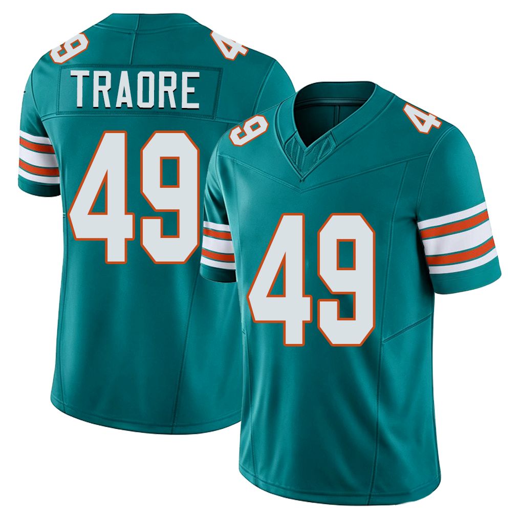 Miami #49 Traore Player Football V Neck Short Sleeve Aqua Jersey Seydou For Men Youth Women Gift