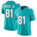 Miami #81 Wease Jr. Player Football V Neck Short Sleeve Jersey Aqua Theo For Men Youth Women Gift