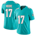 Miami #17 Moore Player Football V Neck Short Sleeve Jersey Aqua Trey For Men Youth Women Gift