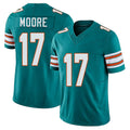 Miami #17 Moore Player Football V Neck Short Sleeve Aqua Jersey Trey For Men Youth Women Gift