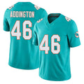Miami #46 Addington Player Football V Neck Short Sleeve Jersey Aqua Tucker For Men Youth Women Gift