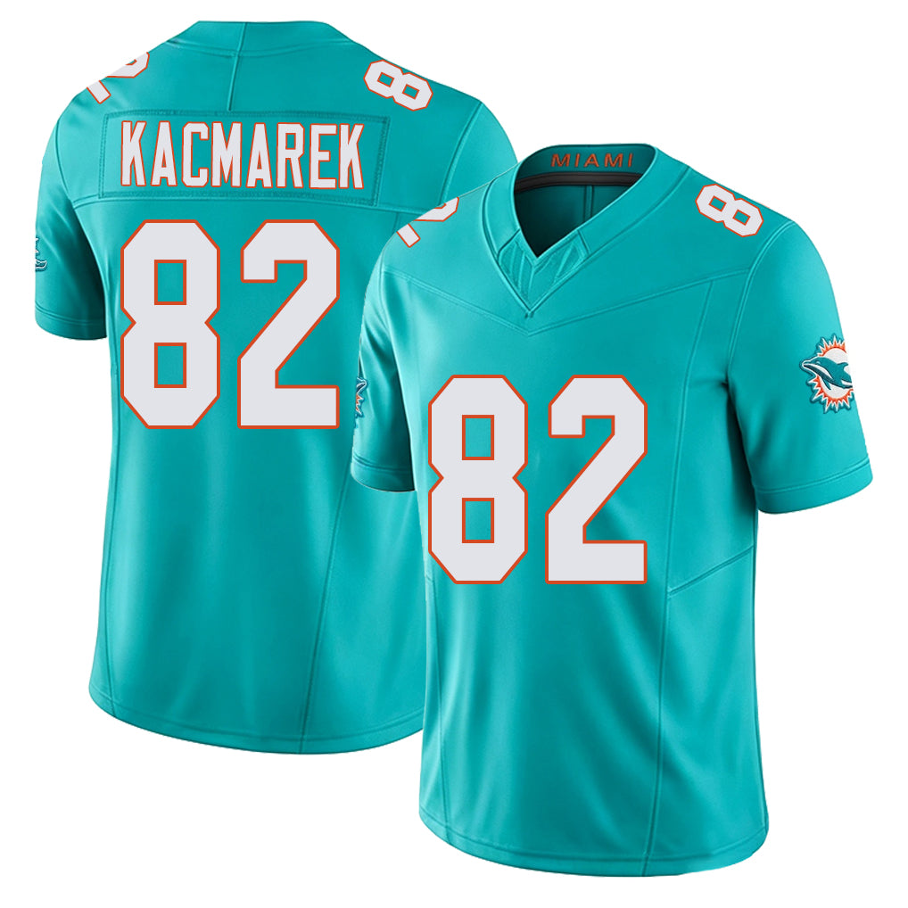Miami #82 Kacmarek Player Football V Neck Short Sleeve Jersey Aqua Will For Men Youth Women Gift