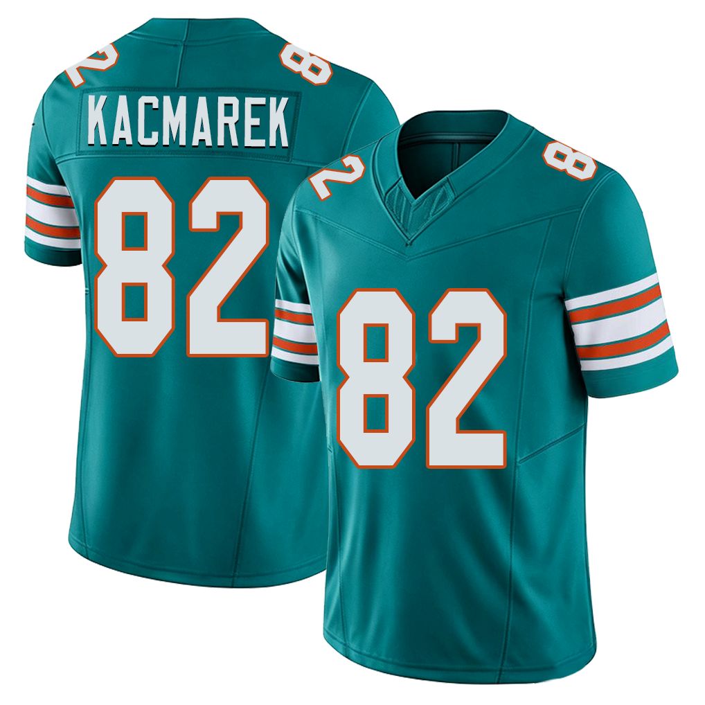 Miami #82 Kacmarek Player Football V Neck Short Sleeve Aqua Jersey Will For Men Youth Women Gift