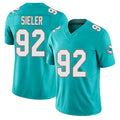 Miami #92 Sieler Player Football V Neck Short Sleeve Jersey Aqua Zach For Men Youth Women Gift