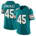Miami #45 Gonzalez Player Football V Neck Short Sleeve Aqua Jersey Zane For Men Youth Women Gift