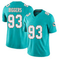 Miami #93 Biggers Player Football V Neck Short Sleeve Jersey Aqua Zeek For Men Youth Women Gift