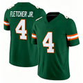 Miami FL #4 Fletcher Jr. Player College Football V Neck Short Sleeve Green Jersey Mark For Men Youth Women