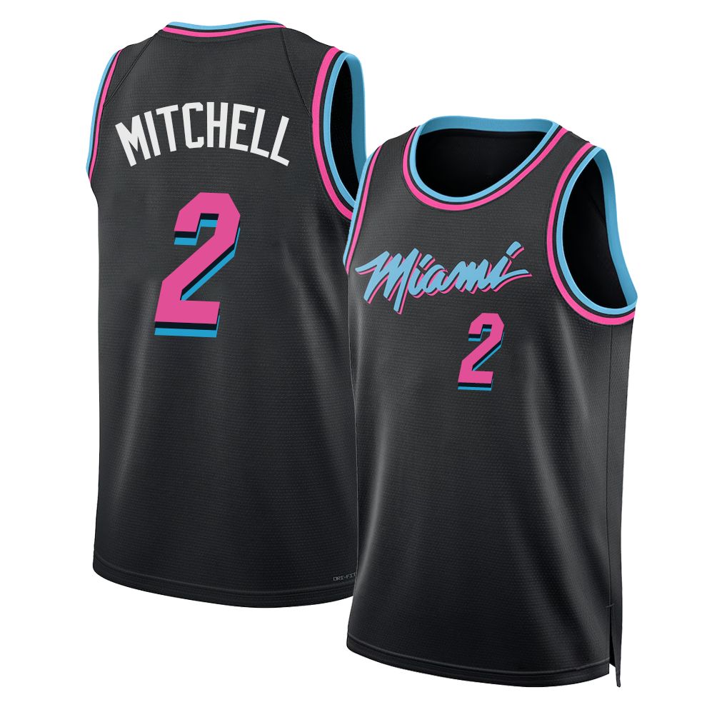 Miami #2 Mitchell Player Basketball Sleeveless Black Jersey Davion For Adult Youth