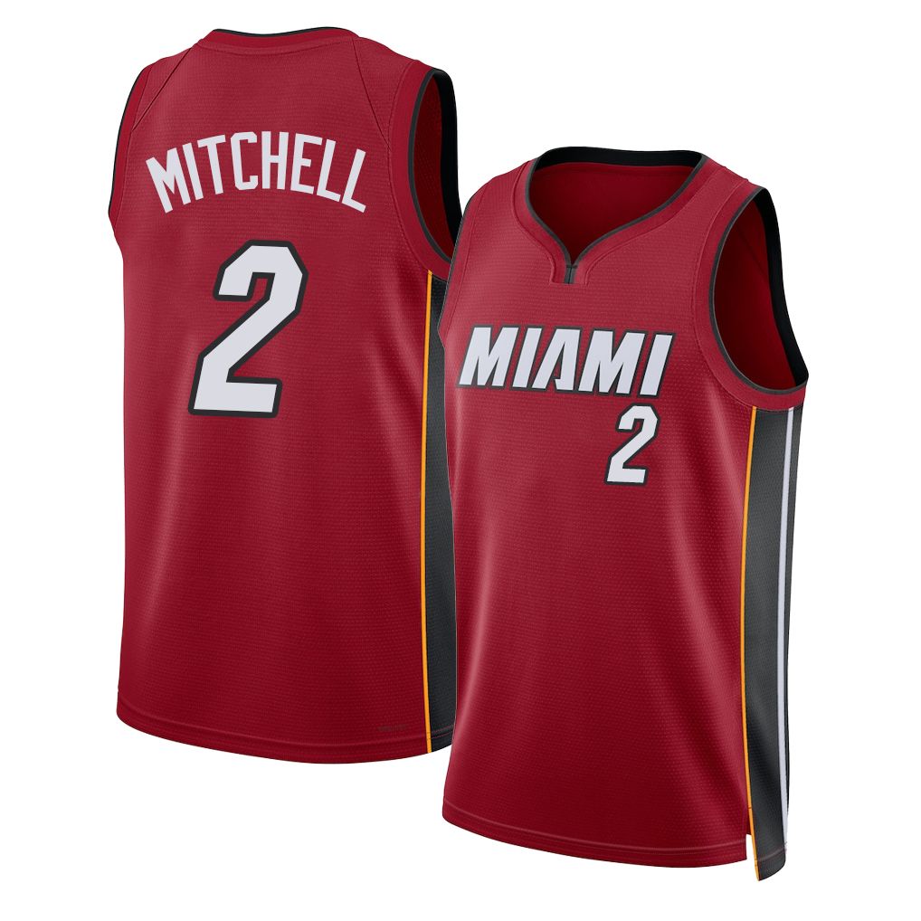 Miami #2 Mitchell Player Basketball Sleeveless Red Jersey Davion For Adult Youth