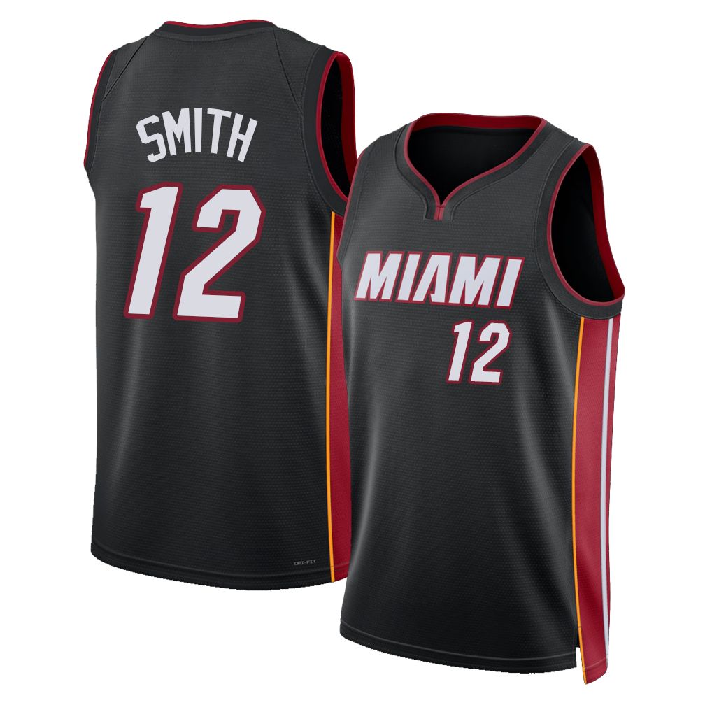 Miami #12 Smith Player Basketball Sleeveless Black Jersey Dru For Adult Youth