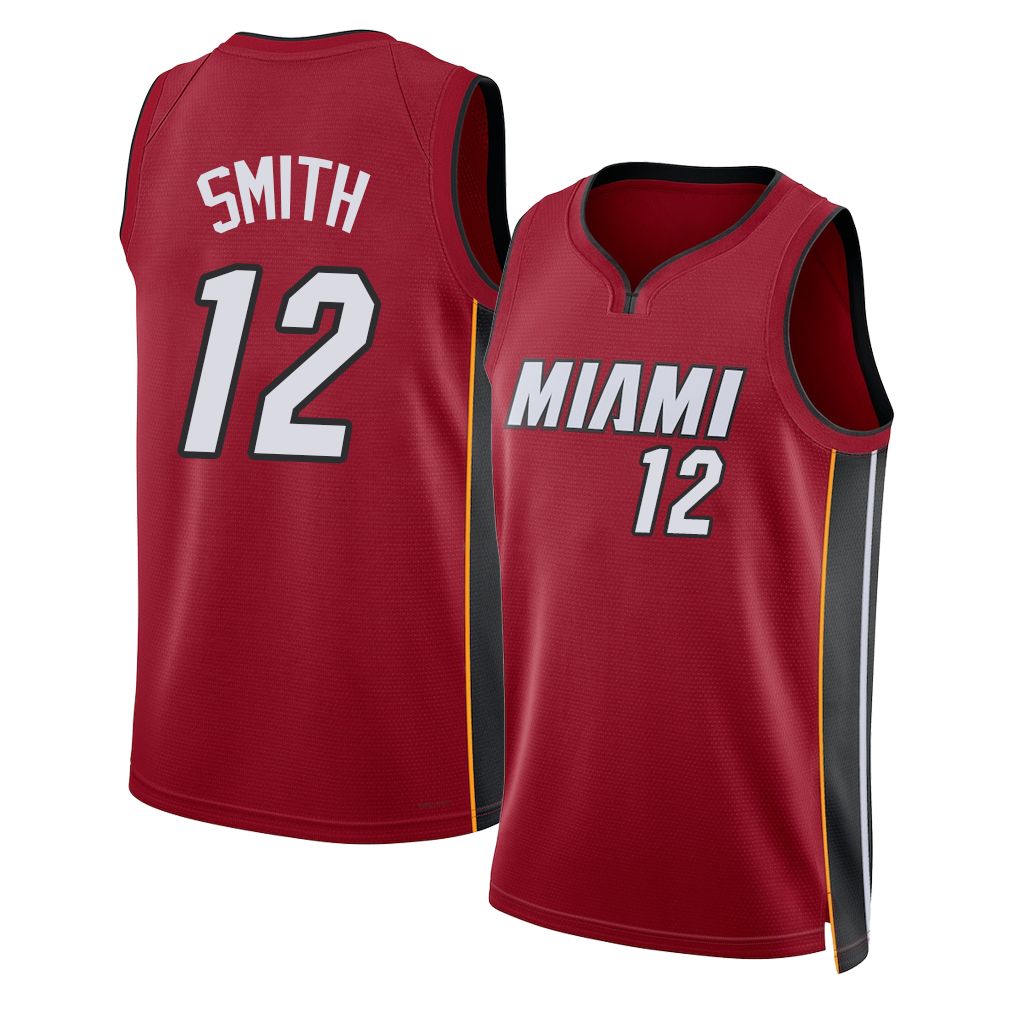Miami #12 Smith Player Basketball Sleeveless Red Jersey Dru For Adult Youth