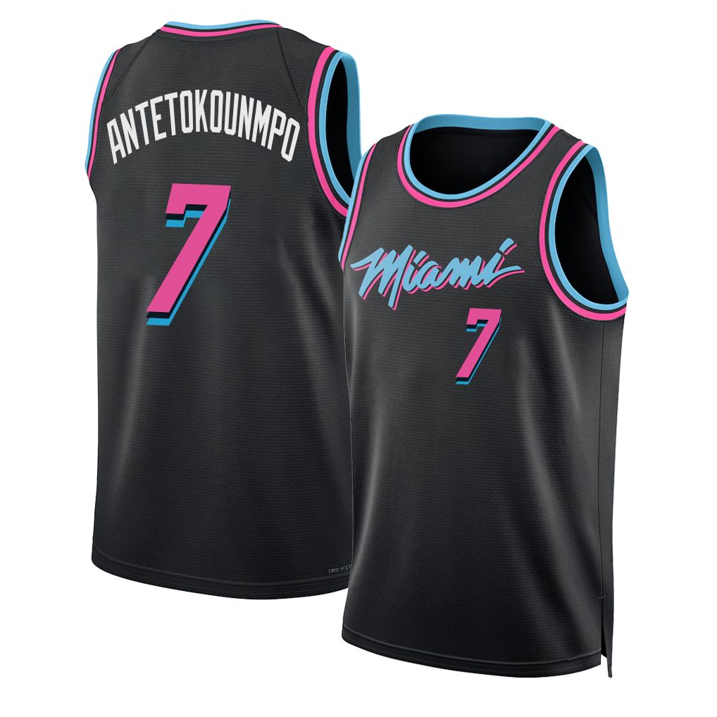 Miami #7 Antetokounmpo Player Basketball Sleeveless Black Jersey Giannis For Adult Youth